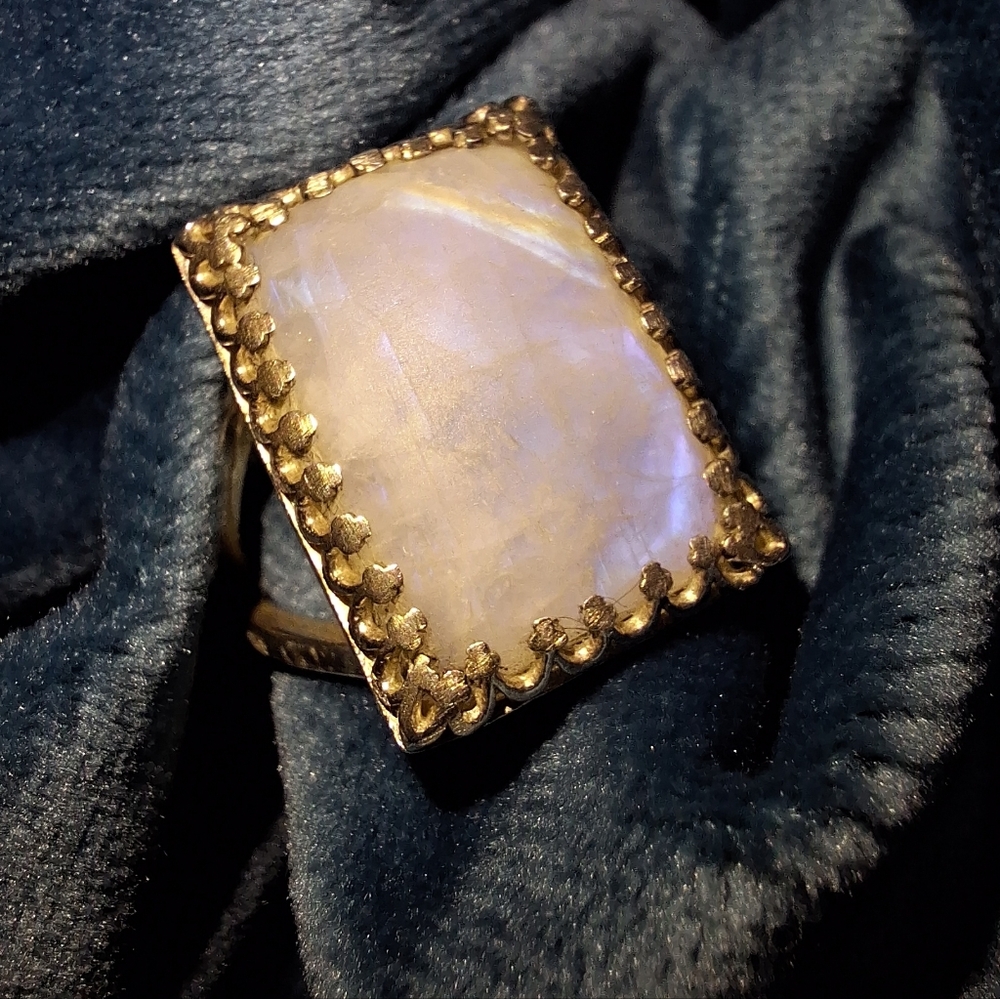 Moonstone Square Statement Ring Size 7 Sterling S… - image 4